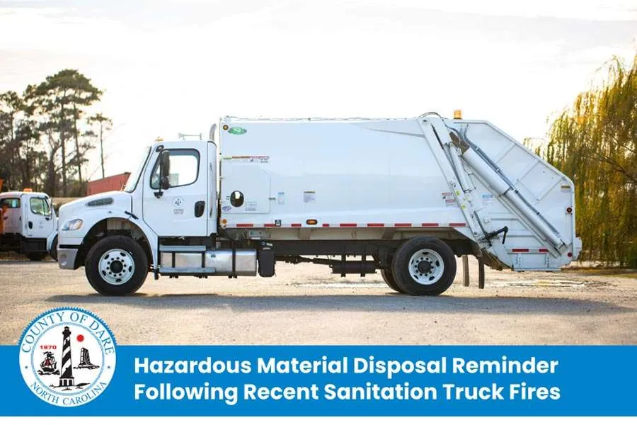 Sanitation truck and hazardous materials reminder graphic